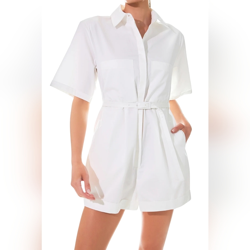 Grey Lab Shoulder Pad Shirt Romper NWT